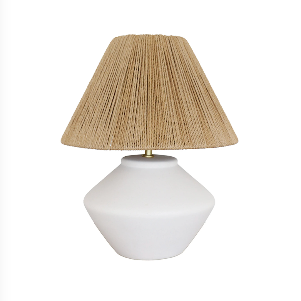 White Lamp with Natural Lampshade