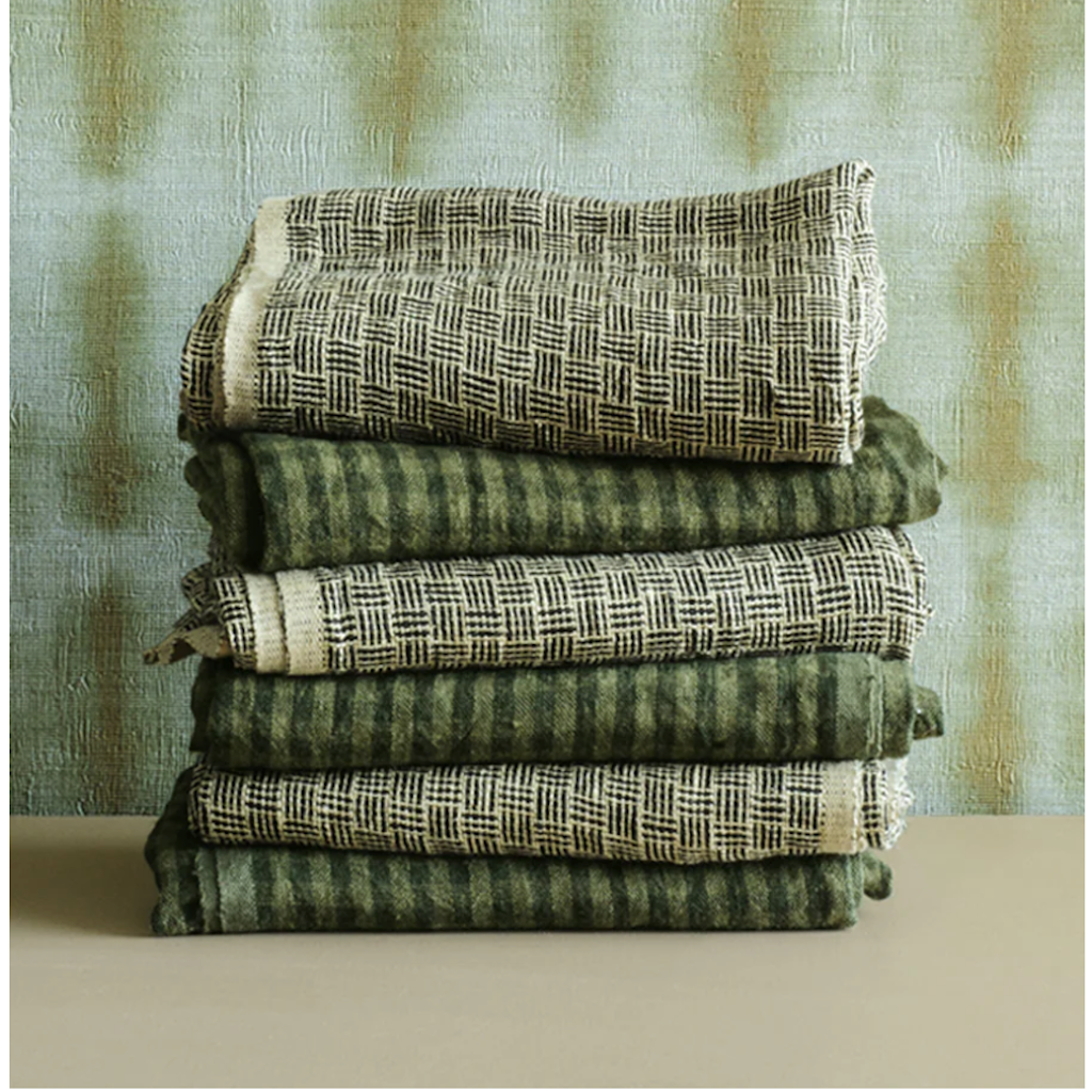 Linen Tea Towel | Sage Check